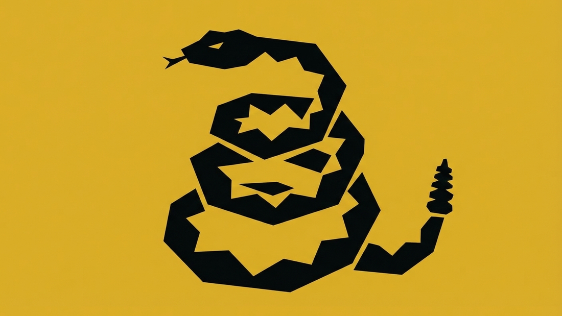 gadsden flag geometric rattlesnake design in minimalist style