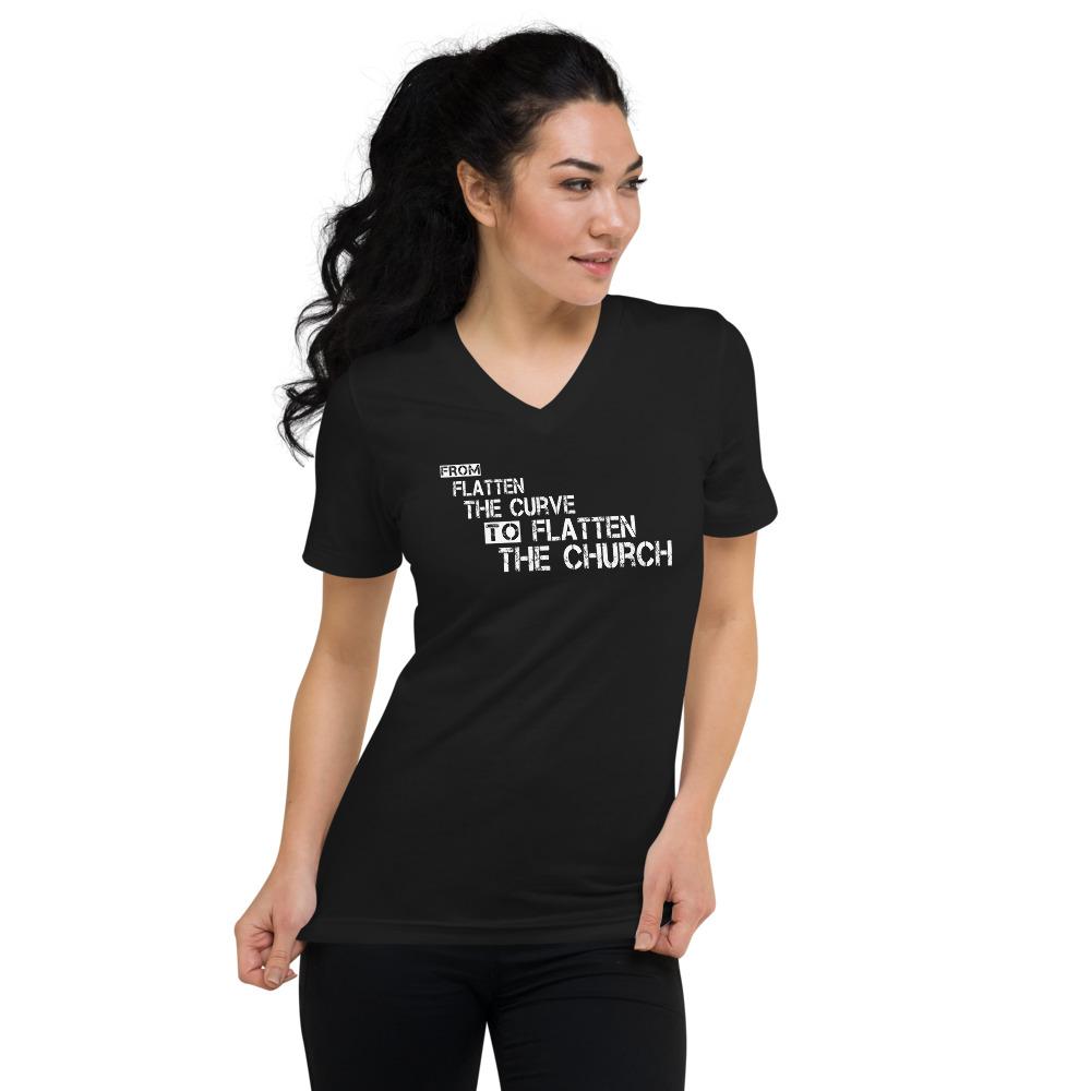 Flatten the Church V-Neck Tee - Truthberry