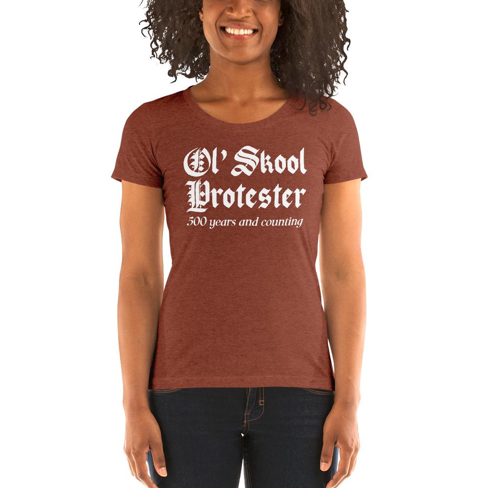 Ol' Skool Protester Ladies' Tri-Tee - Truthberry