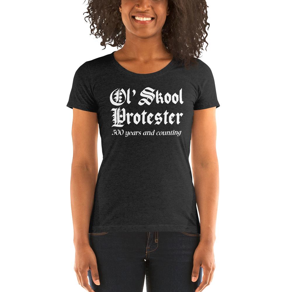 Ol' Skool Protester Ladies' Tri-Tee - Truthberry