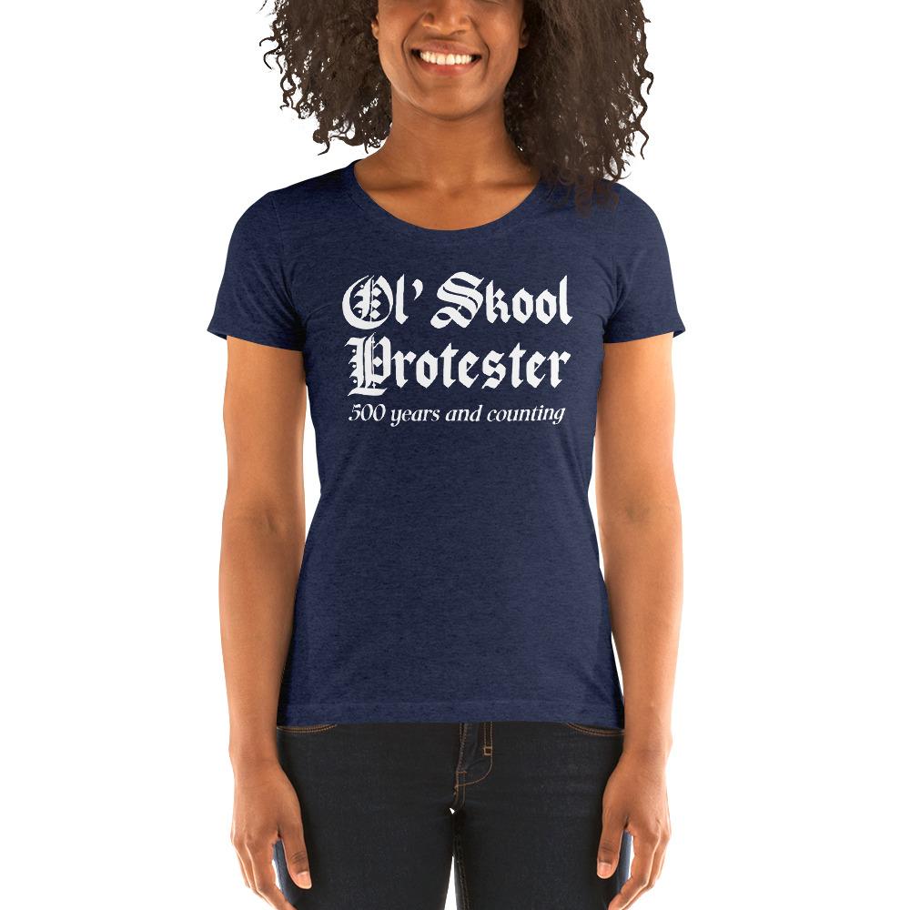 Ol' Skool Protester Ladies' Tri-Tee - Truthberry