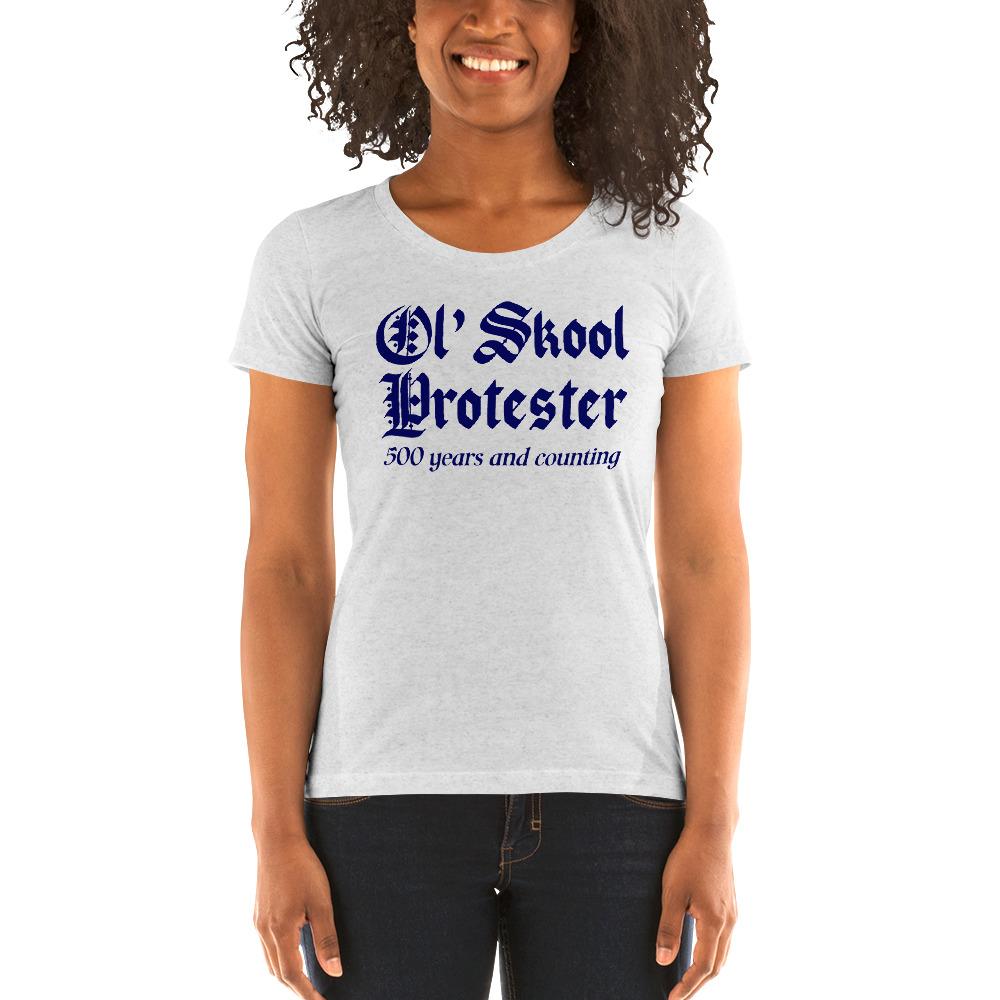 Ol' Skool Protester Ladies' Tri-Tee - Truthberry