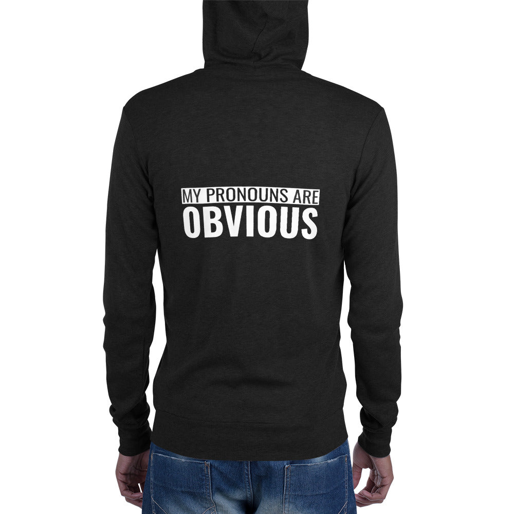 Obvious Pronouns Zip Hoodie