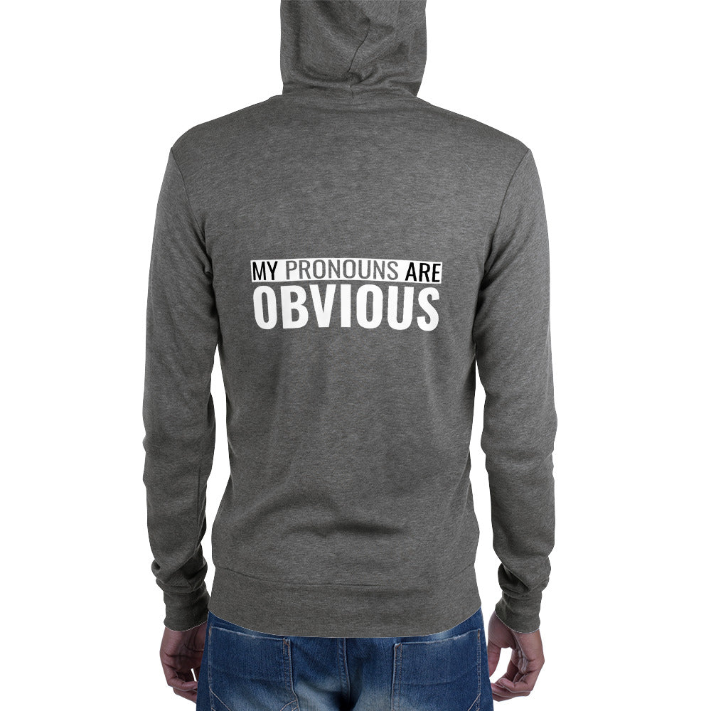 Obvious Pronouns Zip Hoodie